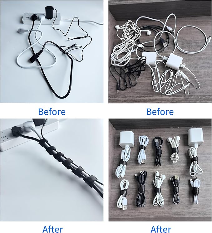 6 Inches Black Reusable Cable Ties,Multi-purpose Adjustable Cord Straps, Cable Organizer,Cord Wrap and Hook Loop Cords Management,Adjustable Cord Ties for Organizing Home, Office, Data Centers,60 PCS