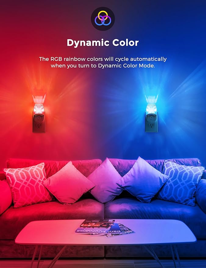 L LOHAS LED Game Sign Gamepad Shape Night Light, Plug in Night Light with Multi Color Personalized, Dusk to Dawn Sensor, Ideal for Boys, Game's Room Decor, Bedroom[2 Pack]