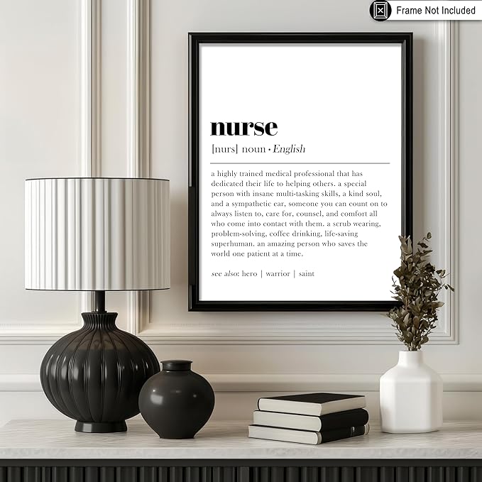 Poster Master Typography Poster - Dictionary Print - Nurse Definition, Amazing Person Who Saves the World, Hero, Saint - Gift for Friend - Wall Decor for Home, Hospital, 24x32 Unframed Wall Art