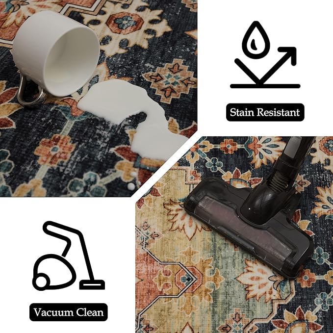 Ruaruarug Area Rug Non Slip Machine Washable Ultra Soft Living Room/Bedroom/Kitchen/Outdoor/Classroom Maroon, 2'×6'