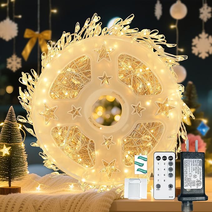 Fairy Lights Plug in 500 Led Small Warm String Fairy Lights with Remote Timer 42Ft Waterproof Long Fairy Twinkle Light for Bedroom Wedding Christmas Tree Garland Wreath Decor Silver Wire