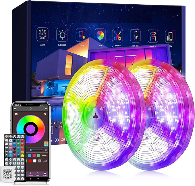 Ledagic Led Lights for Bedroom 200 ft (2 Rolls of 100 ft), Ultra Long Smart Led Strip Lights with App Remote Control, RGB Music Sync Color Changing Lights for Bedroom, Kitchen, Party, Home Decoration