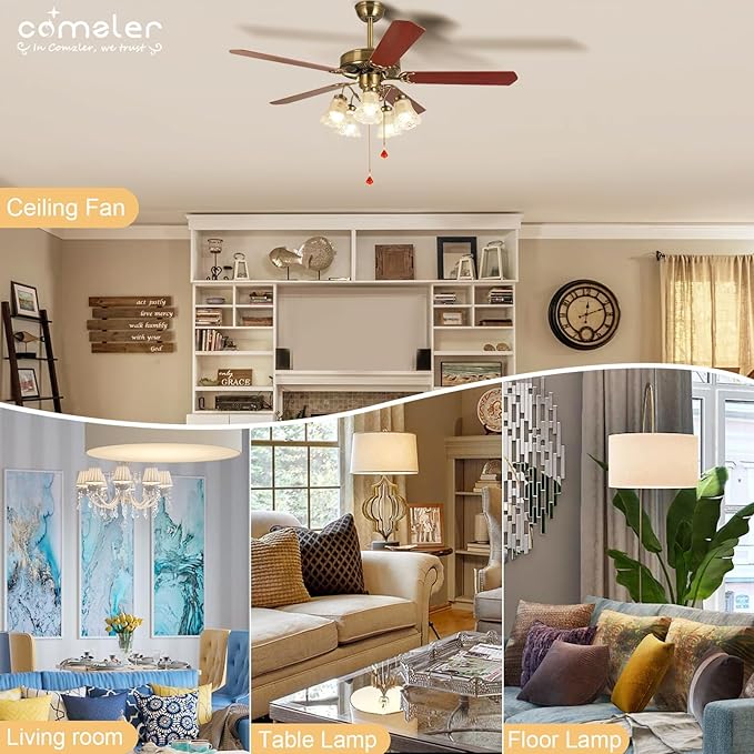 comzler 12 Pack E26 LED Light Bulb, 4000K Natural White 6 Watt 60W Equivalent Small Light Bulbs, A15 Shape Medium Screw Base for Ceiling Fan, CRI 85+, 400Lumen, Non-Dimmable, Home Lighting Decorative