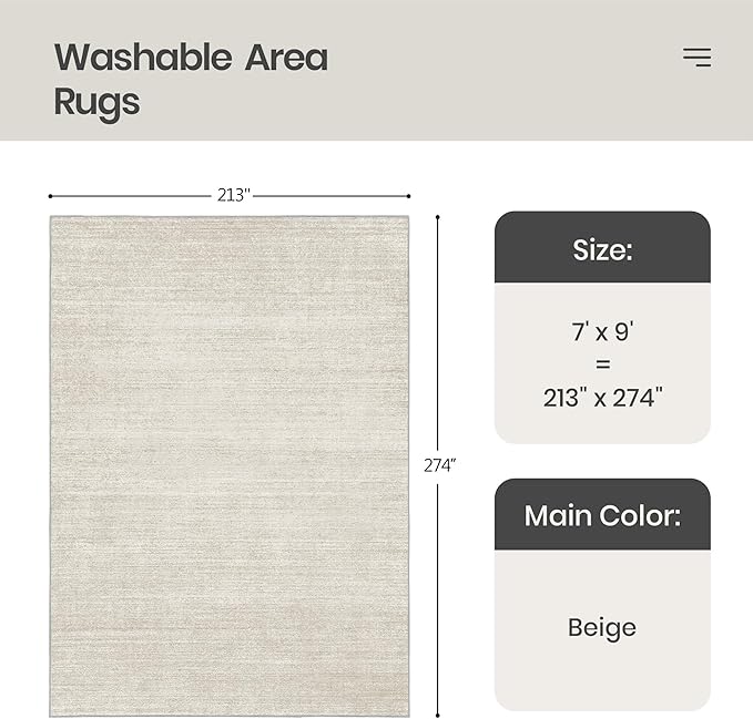 Valenrug Washable Rugs 5x8 - Stain Resistant 5x8 Area Rugs for Living Room, Non Slip Backing Printed Rugs for Bedroom, Folable Machine Washable Area Rug (5'x8', Beige)