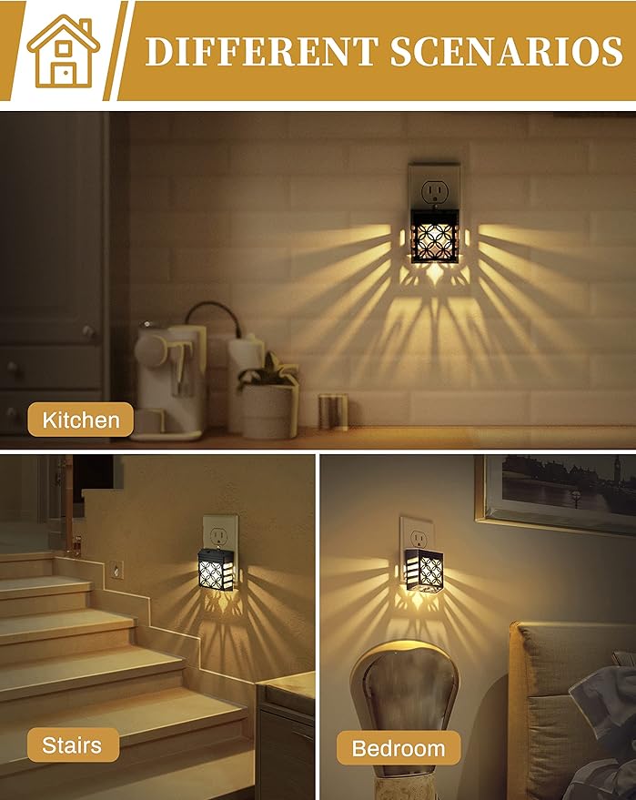 DORESshop Plug in Night Light [2 Pack], Night Lights Plug Into Wall, Dusk to Dawn Sensor Night Lights, Adjustable Brightness, Decorative Nightlight for Bathroom, Hallway, Stairway, Soft White