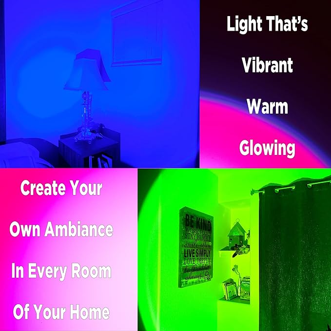 Sunset Lamp with Phone APP Remote-16 Colors LED Projection Light-Ambient Lighting Mood Setting-Golden Hour Light Photography Tiktok-USB Night Lights-Cool Room Decor for Bedroom Game Room-Kids Adults