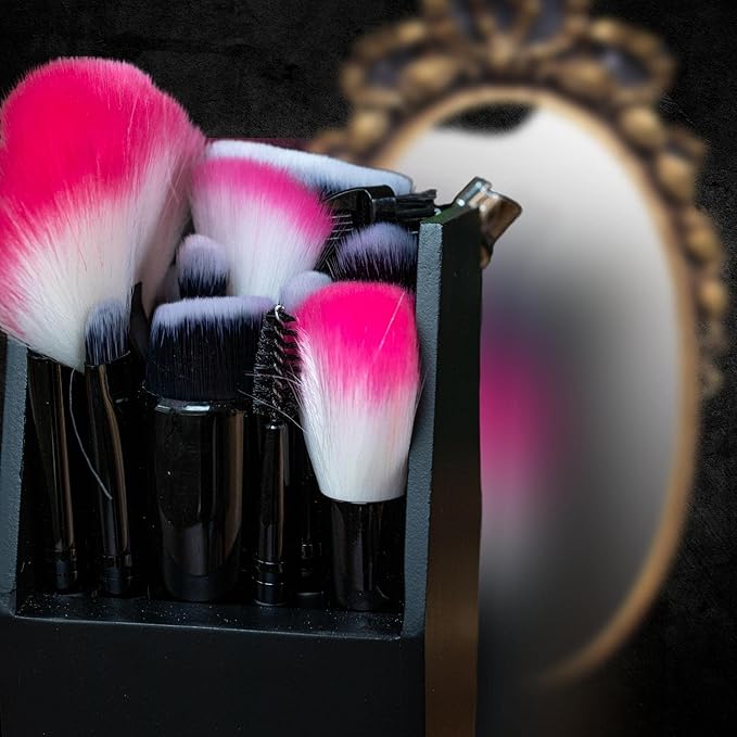 EpicGifts Goth Makeup Shelf - 3 Shelf Standing or Floating Wall Coffin, Makeup Brush Holder (Black)