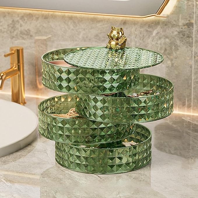 Jewelry Box Rotatable Jewelry Storage Case Jewelry Holder Jewelry Display Organizer Rotatable Jewelry Case Display Organizer for Bathroom Desk (C)
