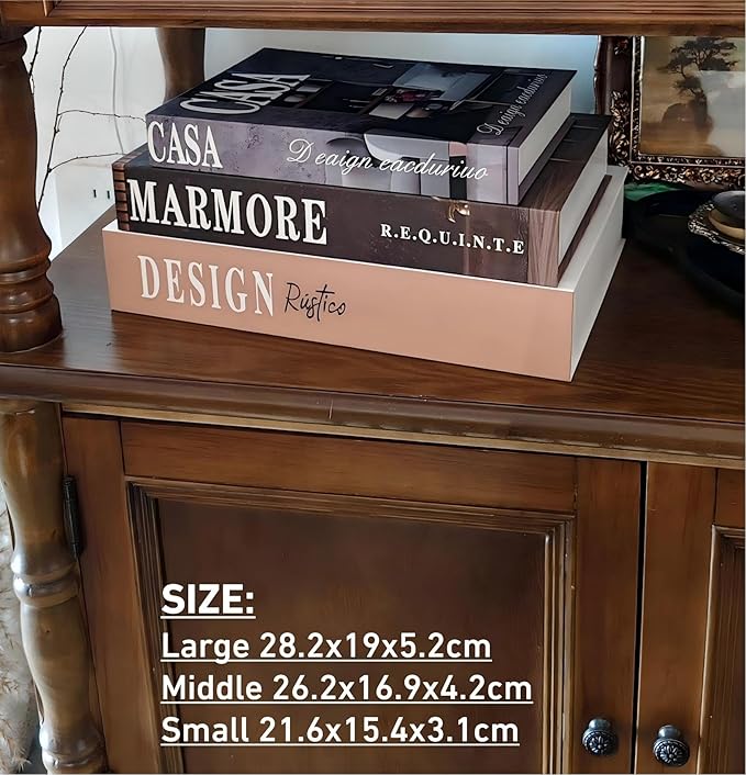 LUNETH Decorative Books for Home Decor - Set of 3 Faux Books for Coffee Table Decor, Fake Book for Decoration, Aesthetic Faux Book Storage Box for Living Room Bookshelf