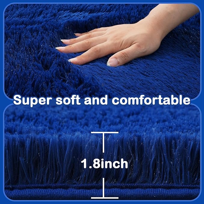 Blue Fluffy Area Rug for Bedroom: Blue Area Rug 6x9 for Living Room - Plush Shag Rug for Kids Room (6x9 Feet.Blue)