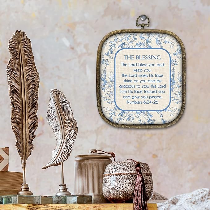 KSDUT Christian Wall Art Decor - Blue Flower Vintage Country Wall Art Canvas Frame Hanging Prints, Bible Verse Hydrangea Square Wall Art Decor for Grandmillennial Home Gallery Decorations 6.5"x5.7"