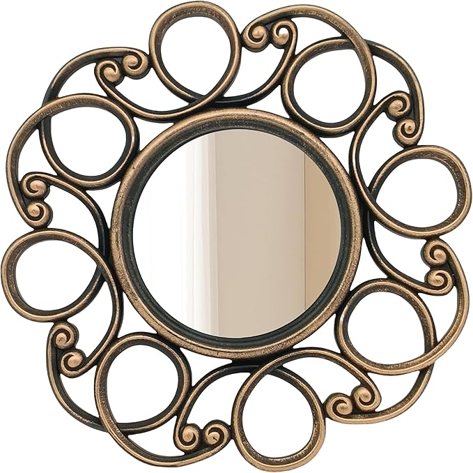 Retro Gold Mirrors for Wall Pack of 3. Round Mirrors. Decorative Mirrors.Small Wall Mirrors for Decor Home Decor.Plastic Frames.Glass Mirrors.Make Old Gold Color.NOT A Large Bathroom Vanity Mirror.