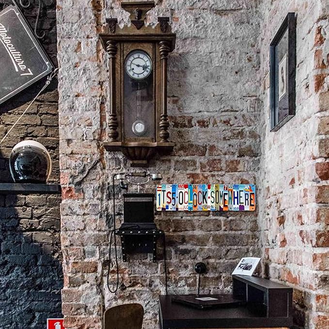 Bar Signs For Home Bar Decor Its 5 O'Clock Somewhere Funny Metal Tin Sign Outdoor Bar Accessories Vintage Surfboard Street Signs For Bedroom Wall Garage Decor It'S Five O'Clock Now Sign 4x16 Inch