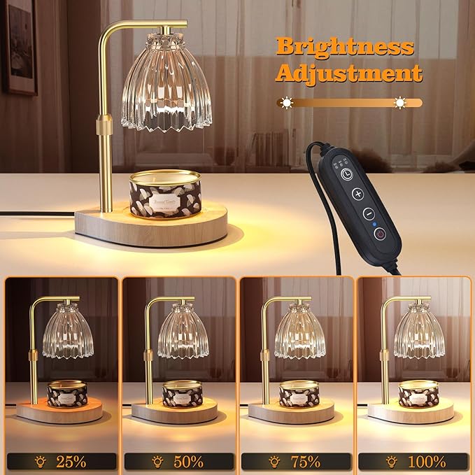 Mothers Day Gifts, Candle Warmer Lamp with Adjustable Height, Timer & Dimmer, Birthday Gifts for Women, Elegant Gift Box & Greeting Card, Candle Lamp with 2 Bulbs for Home Decor/Bedroom/Office