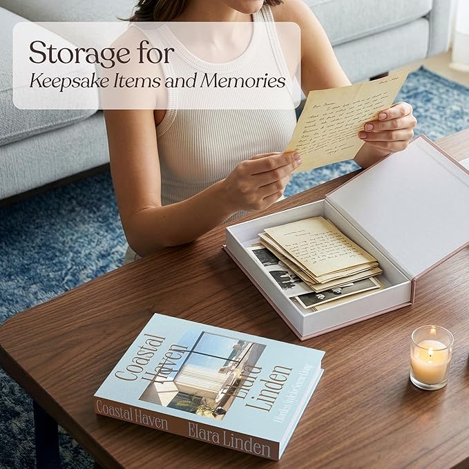 MESMOS Set of 2 Decorative Coffee Table Books, Interior Design Faux Book Storage Boxes for Bookshelf Decor & Living Room Home Decor, Hardcover Decorative FakeBooks Decoration, Home & Living Edition