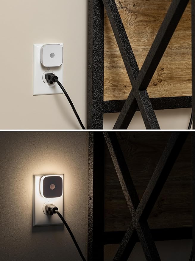 Energizer LED Motion Sensor Night Lights Plug Into Wall Dusk to Dawn Sensor Home Decor Apartment Essentials Ambient Lighting Nightlight 85617 2 Pack