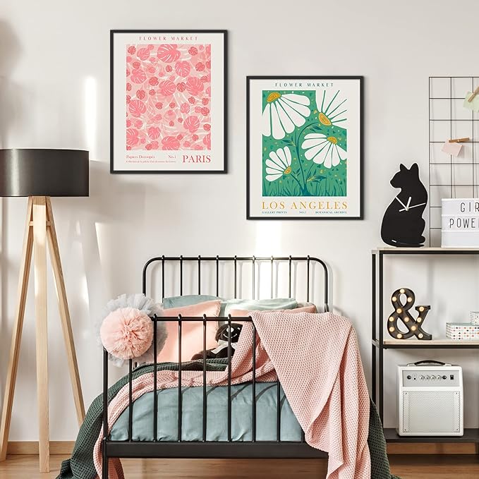 Habseligkeit Flower Market Posters for Room Decor Aesthetic, Danish Pastel Room Decor, Floral Wall Art Prints for Girs Dorm Aesthetic Decor Unframed, 8x10in, Set of 6