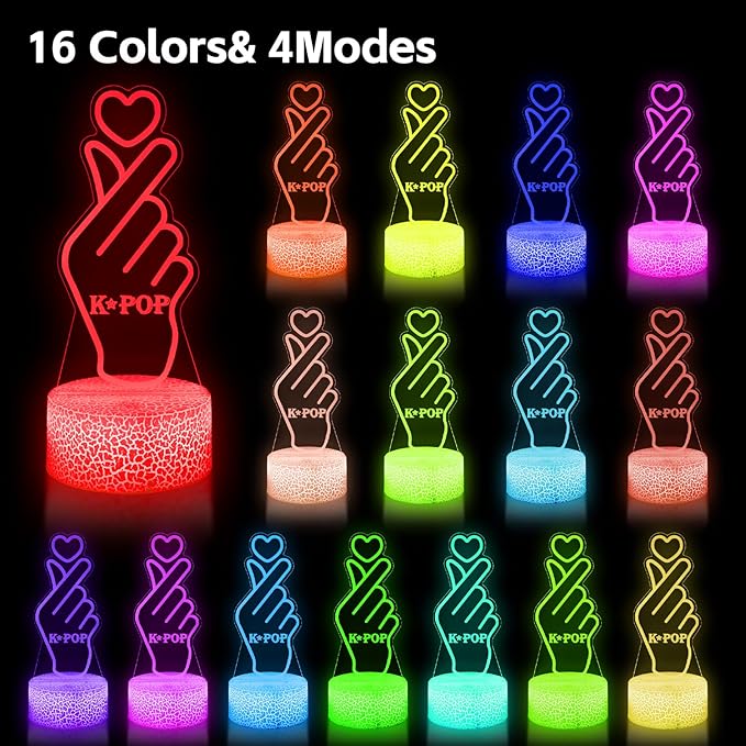 K-pop Decorative Night Light, 16 Color Change Decor with Remote, Kpop Merchandise Gift Perfect as a K-pop Fan Gift or Holiday Present