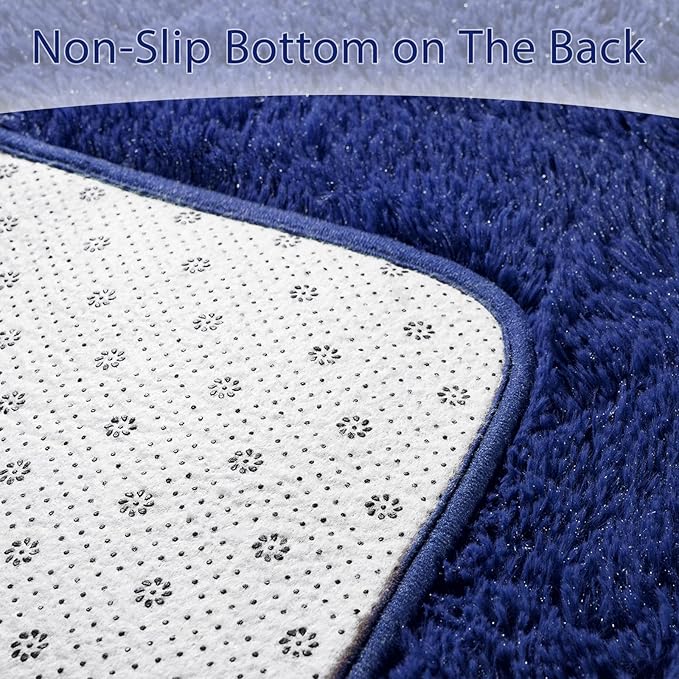 Large Area Rugs for Living Room, 7x10 Soft Fluffy Shaggy Rug, Machine Washable Non-Slip Plush Fuzzy Indoor Carpet, Aesthetic Home Decor for Bedroom,Kids Room,Nursery,Dorm, Dusty Blue