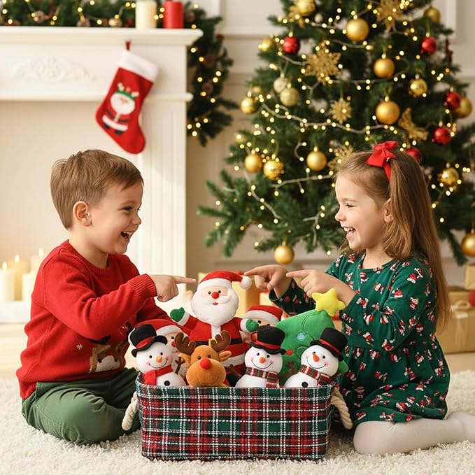INough Christmas Baskets for Gifts Empty Red Christmas Gift Basket with Handles Christmas Bags Red Basket for Gifts Empty Collapsible Christmas Storage Bins for Baby/Living Room