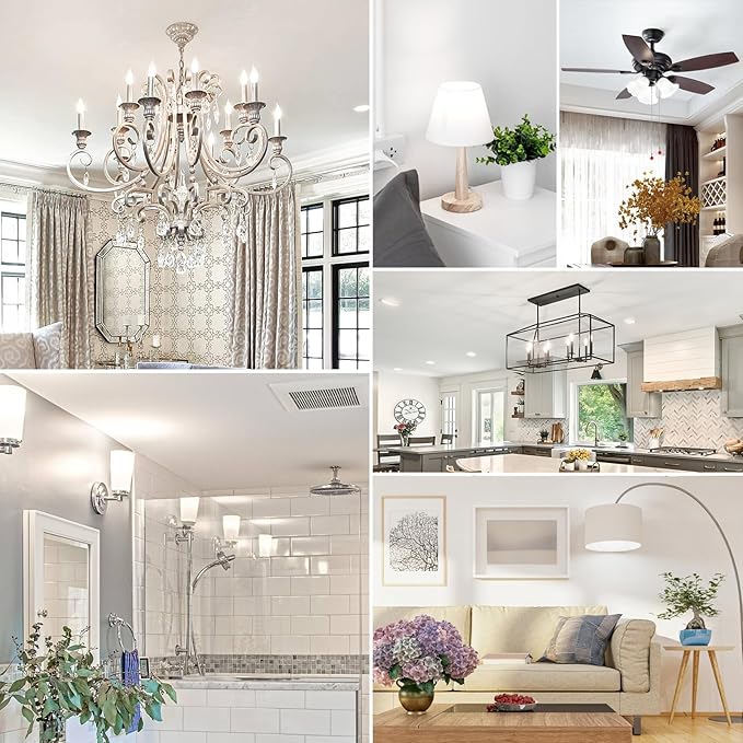 GoBright Dimmable E12 Candelabra Bulb 60 watt, 6W 630 LM Dimmable E12 LED Bulb 5000K Daylight White, Vintage Flame Tip LED Chandelier Light Bulbs, 6-Pack