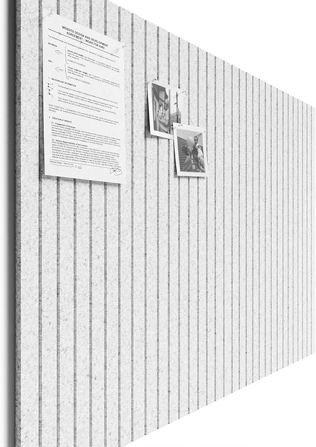Bumusty Large Cork Board Alternative-48 x 36" Felt Bulletin Board Tiles, with 30 Pushpins, 70 Adhesive Tabs, Fine-Stripe 12-Pack, Cork Boards for Office Push Pin Board Felt Board-Light Gray