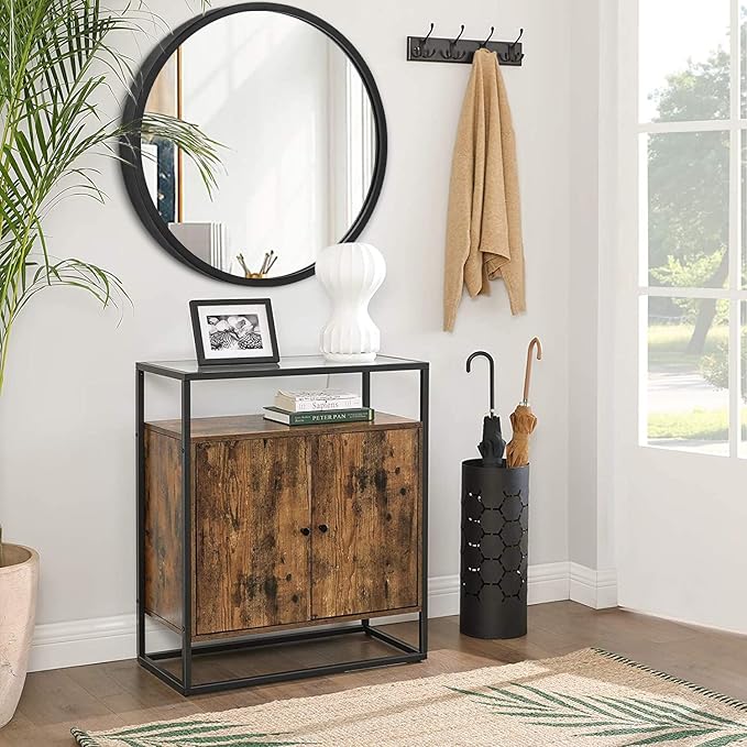 JJUUYOU Circle Wall Mirror 20 Inch for Home Decor Black Round Mirror for Bathroom Wall Mounted Metal Aluminum Frame Vanity Mirror for Living Room, Bedroom, Washroom, Dorm