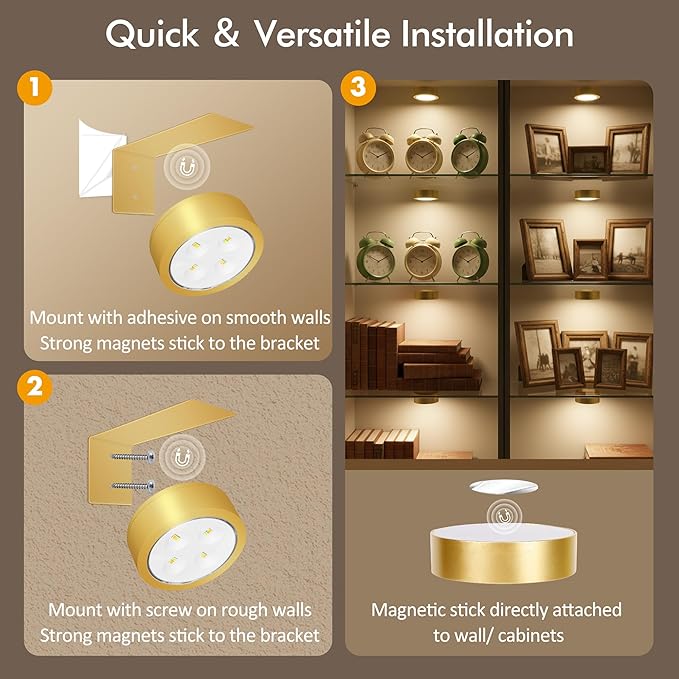 3-Pack Picture Lights for Wall, Rechargeable Battery Operated Led Painting Light with Remote Dimmable ＆ Timer, 3 Lighting Modes Magnetic Art Display Light, Wall Decorative Lighting for Picture,Frame
