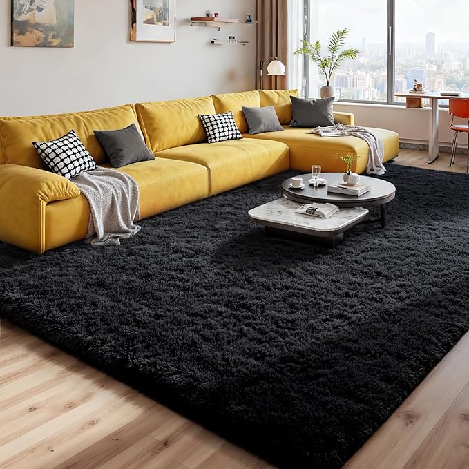 Soft Area Rugs for Bedroom Living Room Plush Fluffy Rug 7x10 Feet, Shag Furry Area Rug Carpet Non Shedding for Nursery Children Kids Girls Room Home Decorative, Charcoal