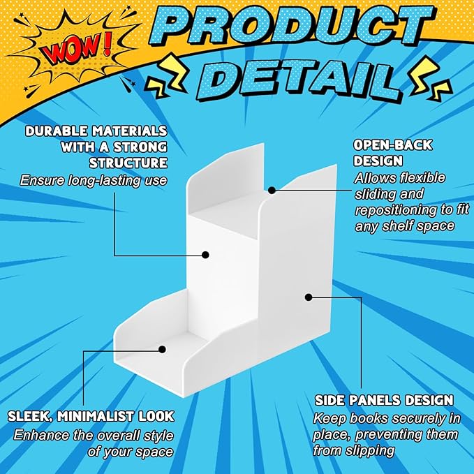 Thyle 2 Pack 2-Tier Manga Shelf Risers, Space-Saving Display Bookshelf Stand Organizer for Manga, Novels & Collectibles, Pla Book Riser for Maximizing Shelf Storage