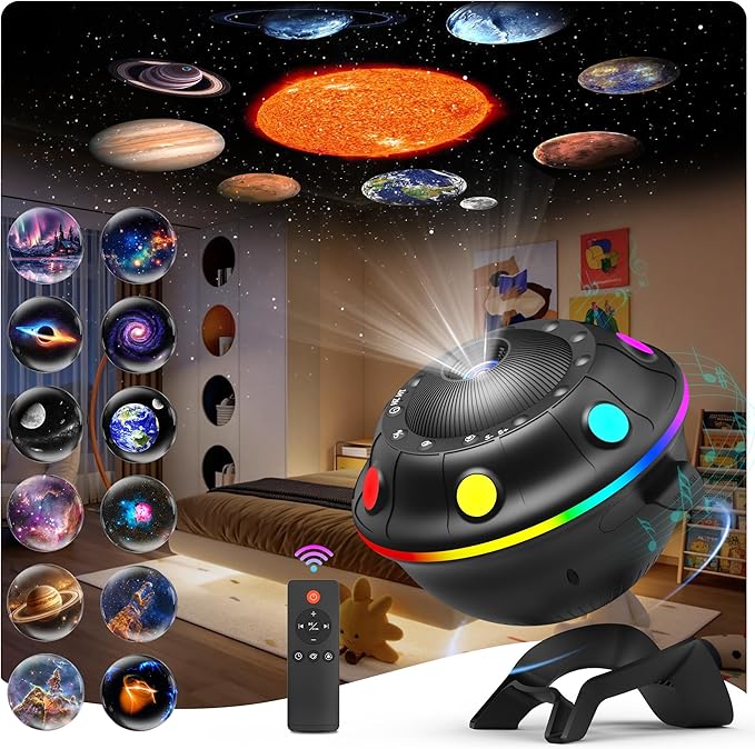 Galaxy Projector for Bedroom, 13 in 1 Planetarium Star Projector with Solar System & Constellation, 360° Rotating Galaxy Light Projector, Space Night Light Projector for Kids Adults Gifts