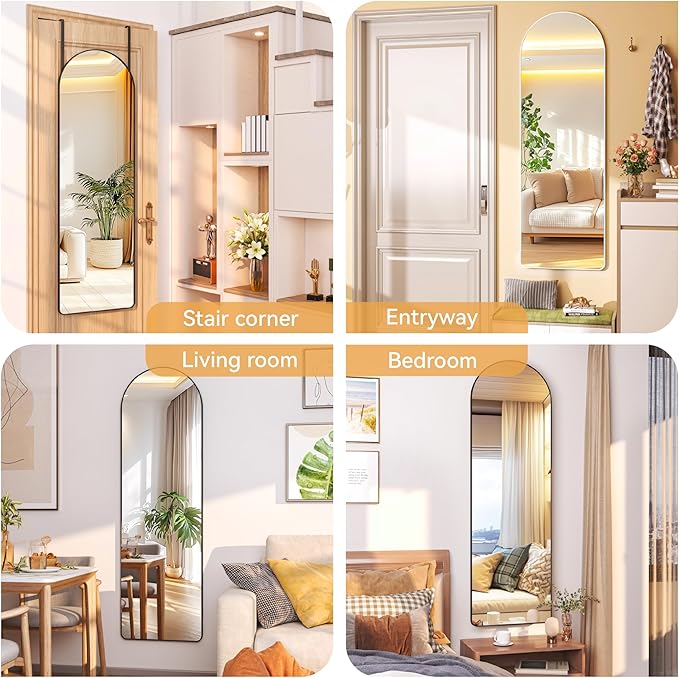 Hasipu Door Mirror Full Length, 47.2 x 15.7 Inch Full Body Wall Mirror Over The Door Hanging Mirror for Bedroom, Living Room, Cloakroom（Black）