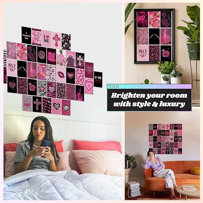 97 Decor Mcbling Trashy Y2k Room Decor Aesthetic - Early 2000s Room Decor Y2k Collage, Hot Pink Pictures Wall Art Prints, Baddie Aesthetic Pictures for Teen Girls Dorm Bedroom Apartment (4x6)
