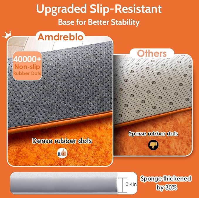 Amdrebio Orange Rugs for Bedroom Living Room, 5x7 Fluffy Fuzzy Area Rugs for Kids Room Decor Aesthetic, Cute Furry Plush Shag Carpet for Toddler Teen Girls Boys Baby Nursery Dorm Playroom Classroom