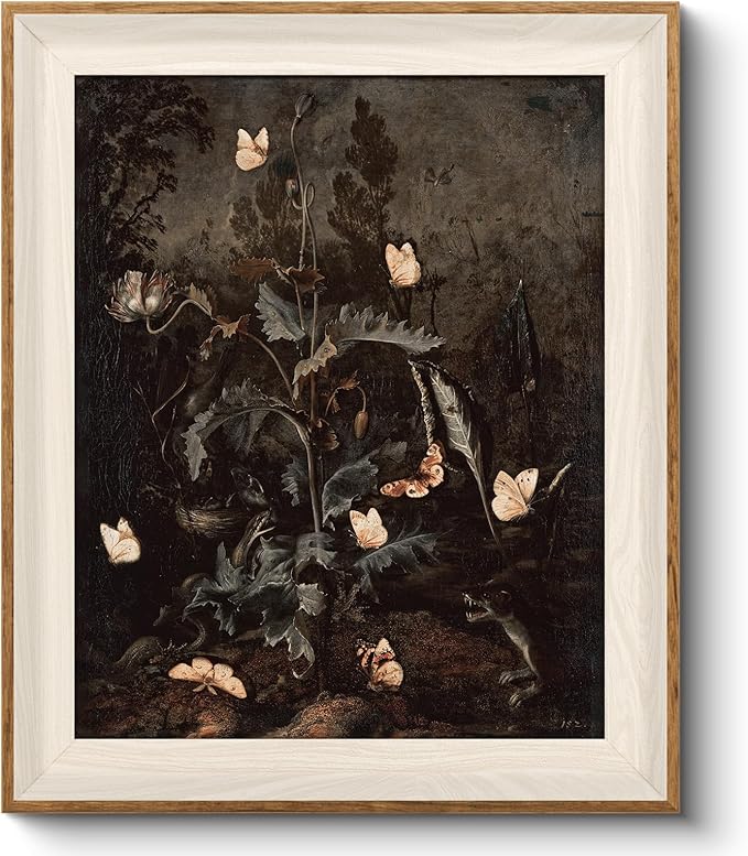 VIYYIEA Framed Wall Art for Living Room, Butterfly Canvas Prints, Vintage Home Decor, Animals Painting Picture, Bathroom Wall Decor Gifts for Friends or Family - 12L x 10W