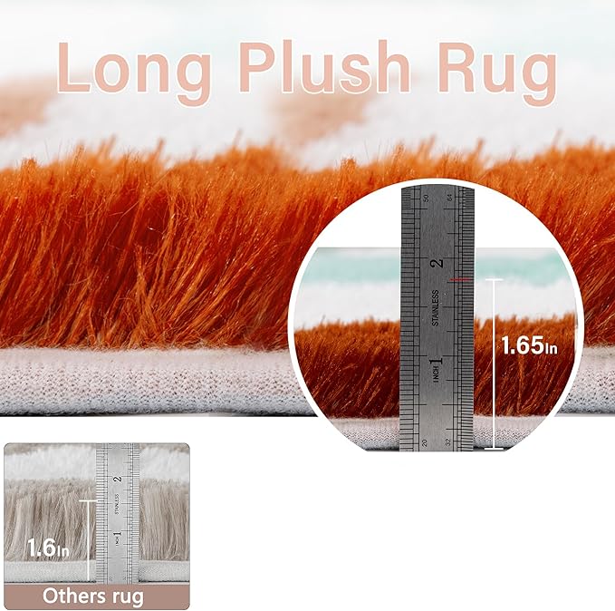 PureCozy Checkered Rug 5x8 for Living Room, Colorful Modern Shag Rug Super Soft Washable Indoor Fuzzy Carpet Non-Slip Fluffy Rugs for Bedroom Home Aesthetic Decor