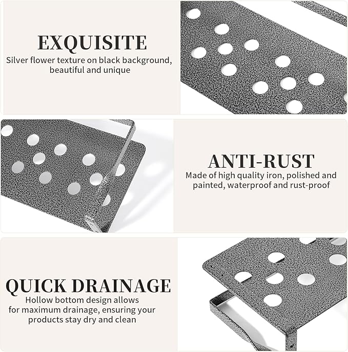 Uten Floating Shelves, Wall Mounted Iron Shelves Set of 2, Bathroom Storage Iron Shelves with Towel Rack, Wall Hanging Organizer Decor Shelf for Bathroom, Kitchen, Bedroom, Living Room