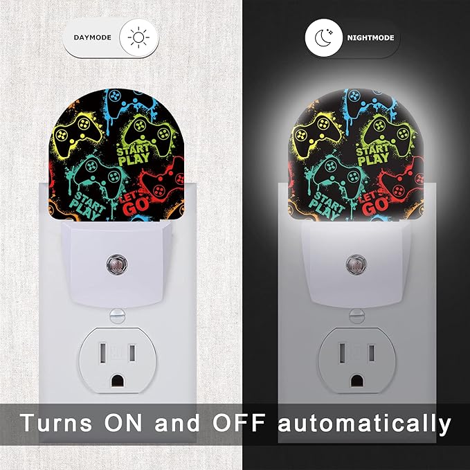 Gampad Gamer Night Light,Night Lights Plug into Wall Decor for Stairway/Hallway/Kitchen,Dusk to Dawn Sensor Nightlights for Boys/Girls/Women/Men Room Gifts
