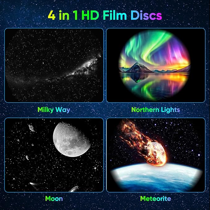Galaxy Projector for Car,4 in 1 Portable Car Roof Star Projector,360° Rotating Galaxy Light Projector with Adjustable Knob for Car,Gifts,Room Decor