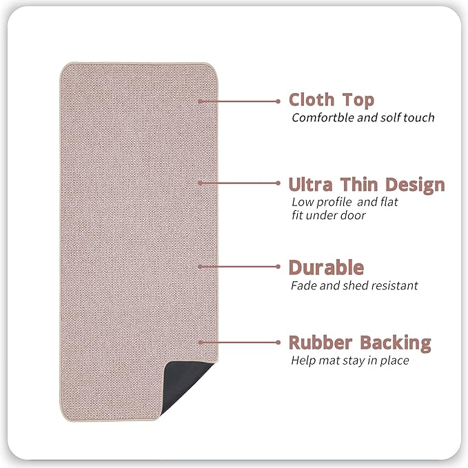 Bosap Bath Mat,Ultra Thin Bathroom Runner Rugs,Large Bath Mats for Bathroom,Quick Dry,Non-Slip,Machine Washable,Low Pile,Bath Rug,Shower Outside,Sink,Home Decor Accessories.Beige,3'x5'(36x60inch)