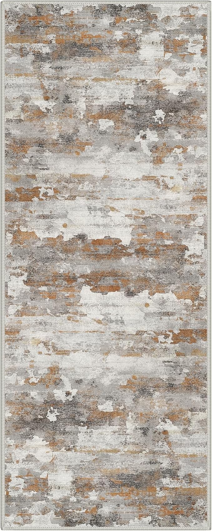 GENIMO Washable Rugs 2x8 Runner Rugs for Hallway Kitchen, Modern Lightweight Rug Ultra Soft Indoor Runner Rugs for Entryway, Low Pile Carpet with Non Slip Backing, Grey Brown Beige