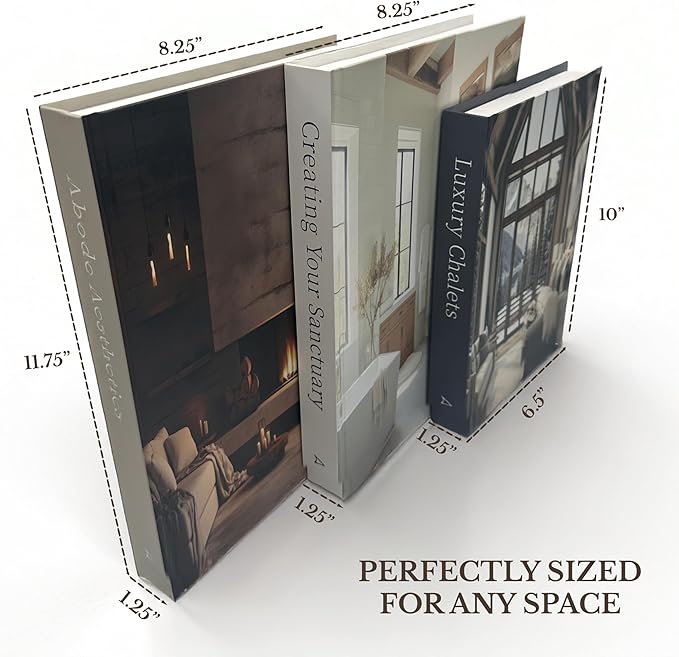 Array & Arrow Fake Decorative Books for Home Decor - Set of 3 Hardcover Faux Books for Storage, Modern, Stylish, and Minimalist Coffee Table Decor, Keepsake, Hidden Storage with Magnetic Closure