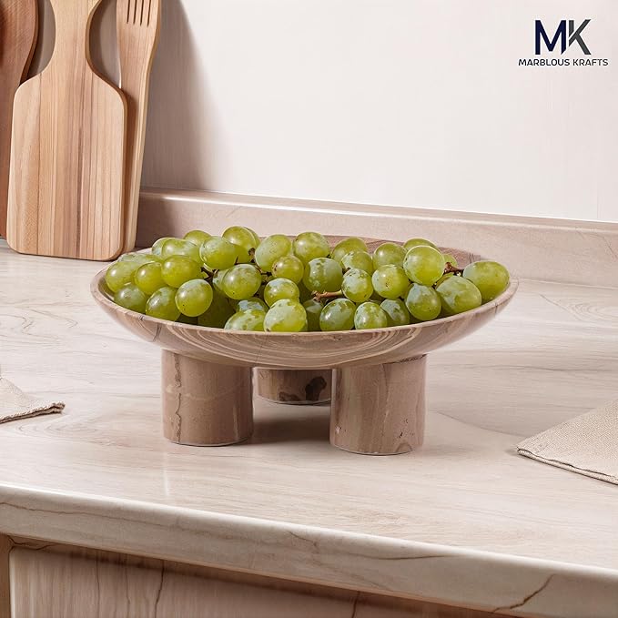 Marble Natural Brown Decorative Tray 8' Inch Vanity Tray for Perfume and Jewelry Storage, Stylish Bathroom Countertop and Kitchen Decor