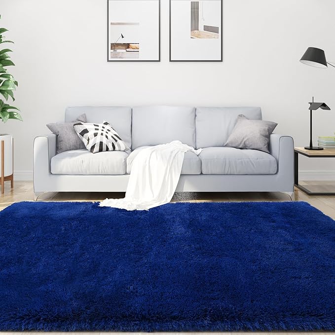 Blue Rug for Kids Room: Rugs for Room Boys- Blue Fluffy Area Rugs for Playroom