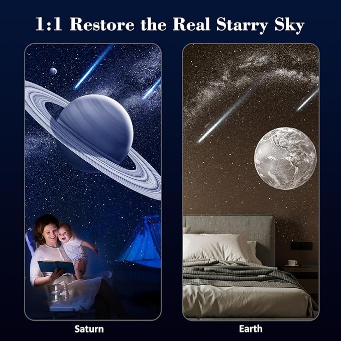 Star Projector Galaxy Night Light ¨C Planetarium Projector with Rotating Starry Sky, Constellations, Realistic Earth & Saturn | Bedroom Decor for Kids & Adults | Sleep Aid & Relaxation Gift