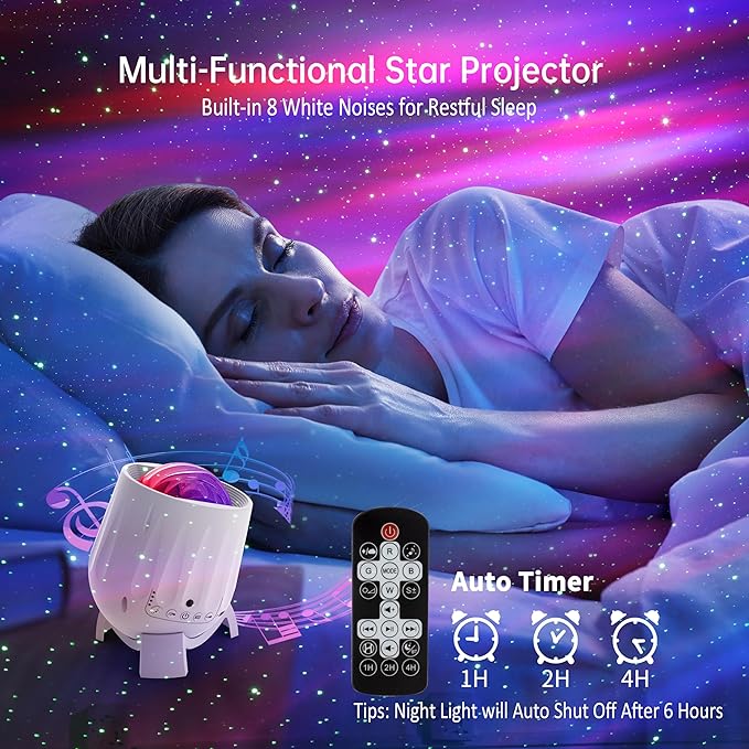 Northern Lights Projector, Aurora Star Night Light Projector for Teen Boys Girls Gifts, Star Projector with Timer/Bluetooth Speaker/White Noise, Galaxy Projector for Room Decor/Relax/Party