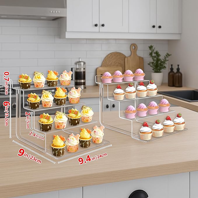 AMT Acrylic Riser Display Shelf, Display Riser Compatible with Figures, Perfume Organizers, Funko, Tiered Display Stand Risers for Display, Acrylic Display for Decoration and Organizer