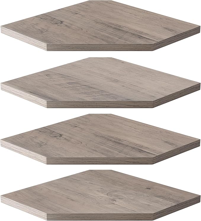 Corner Shelves 4-Pack for Bathroom & Kitchen, Space-Saving Floating Corner Wall Shelf with Easy Installation- Grey