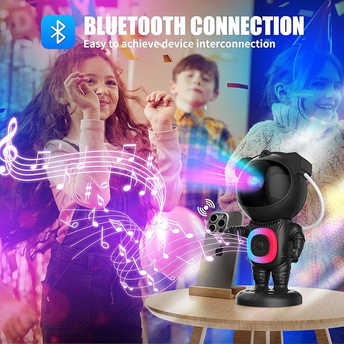 Astronaut Galaxy Projector,Space Projector,with Bluetooth Speaker and Remote Control,360° Adjustable Angle,Spaceman Star Kids Night Light, for Bedroom Ceiling Adult Birthday Valentine's Day (Black)