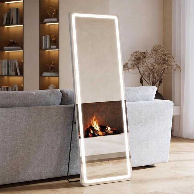NEWBULIG Full Length Mirror, Full Body Floor Mirror with Aluminum Alloy Thin Frame, Wall or Standing Mirror for Bedroom, Living Room, Dressing Room